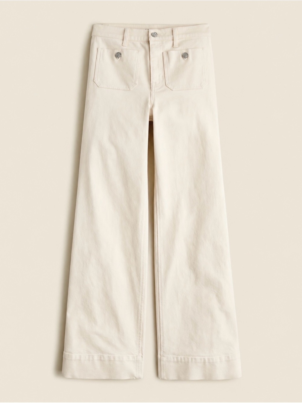 J.Crew Ivory High Rise Wide Leg Patch Pocket Pants Size 25 NWT